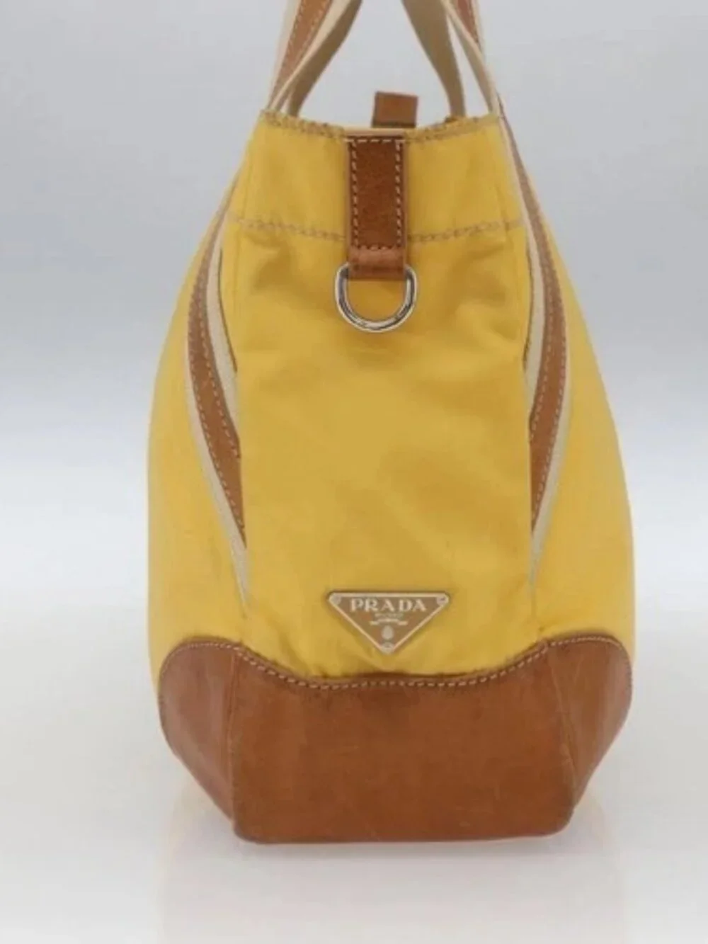 PRADA Tote Bag Nylon Yellow Silver Auth 166759 - Picture 3 of 16